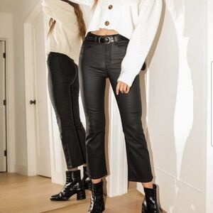 Nine West Black Coated Denim Kick Flare Jeans Size 34